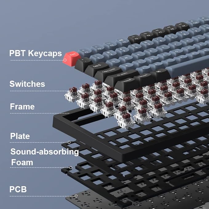 Keychron K10 Pro QMK/VIA Custom Wireless Mechanical Keyboard, Hot-Swappable Full Size 108 Keys Programmable RGB LED Backlit Brown Switch, Bluetooth/USB-C Wired Gaming Keyboard for Mac Windows Linux