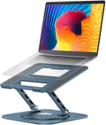 AOEVI Adjustable Laptop Stand with 360 Rotating Base, Computer Stand for Laptop Ergonimic Foldable Laptop Riser for Desk Compatible with MacBook Pro/Air Notebook up to 16 Inches, Navy