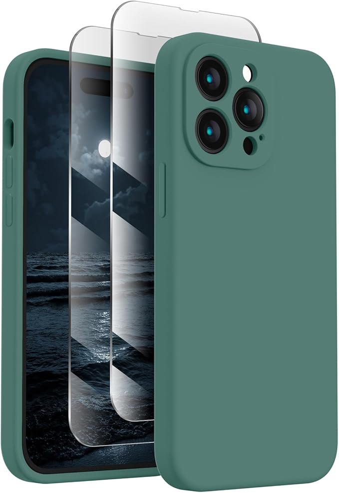 FireNova Designed for iPhone 14 Pro Max Case, Silicone Upgraded [Camera Protection] Case, Soft Anti-Scratch Microfiber Lining Inside, 6.7 inch, Midnight Green