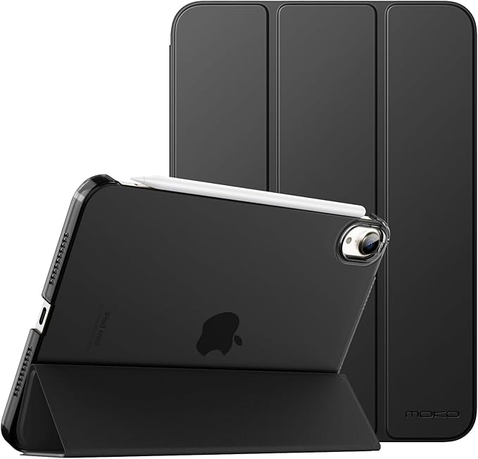 MoKo for iPad mini 7 (A17 Pro) Generation Case 2024, iPad mini 6 Case 2021, 8.3-inch Slim Lightweight Protective Hard Back PC Shell Stand Cover Support Touch ID, Auto Wake/Sleep, Black