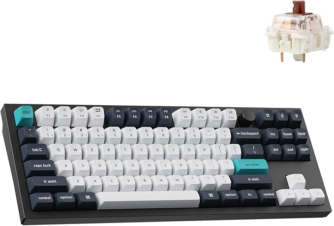 Keychron Q3 Max Wireless Custom Mechanical Keyboard, Full Aluminum 2.4 GHz Bluetooth QMK TKL Layout RGB with Hot-swappable Gateron Brown Switch Compatible with Mac Windows Linux
