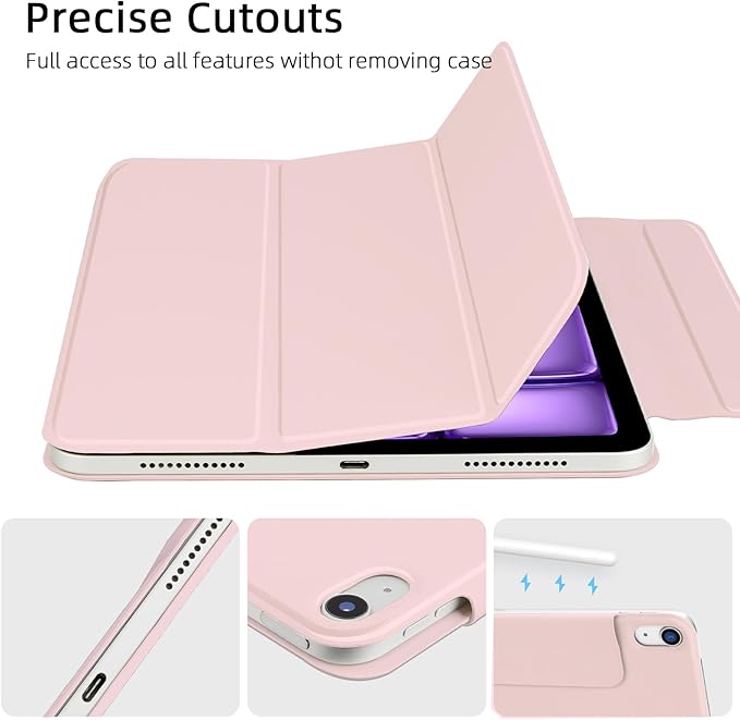 for iPad Air 13 inch M4/M3/M2 Case (2026/2025/2024,Model A3268/A3269/A3271), Auto Sleep/Wake and Magnetic Closure, Slim Trifold Stand Case, PU Leather Cover, Support Apple Pencil Pro, Pink
