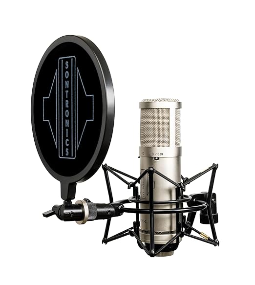 Sontronics STC-2 Pack Professional Large-Diaphragm XLR Studio Cardioid Condenser Microphone. Broadcast, Podcast & Recording. Shock Mount & Pop Shield. Lifetime Mic Warranty -Designed in UK - Silver