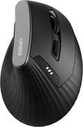 Uineer Vertical Ergonomic Mouse, Multi-Device Wireless Mouse with Bluetooth 5.0/4.0 & 2.4G, Rechargeable Computer Mouse for Laptop PC Office Home Desktop,4 DPI Optical Mice (Business Style, Black)