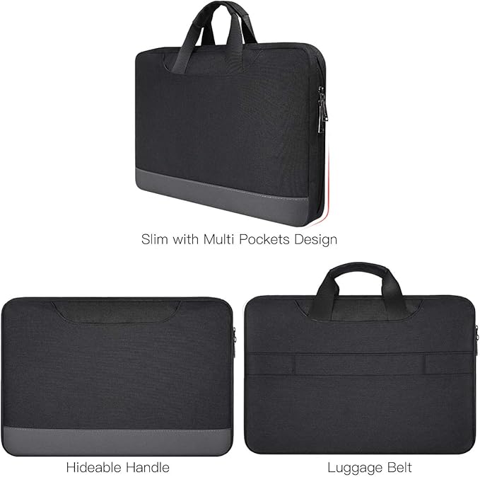 15.6 Inch Laptop Sleeve Bag, Men Women TSA Case for Macbook Pro 16 M5 M4 M3 M2 M1, Lenovo Ideapad 15.6, HP Envy/Victus 15.6, Acer Aspire/Nitro 5 15.6, Dell 15 16, ASUS Chromebook 15 16 Case, Black