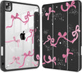 Tuiklol for iPad Pro 11 Inch 4th / 3rd / 2nd / 1st Gen (2022 2021 2020 2018) Case -Built-in Pencil Holder Shockproof Cover Clear Transparent Back Shell with Auto Wake/Sleep, Bow-Black