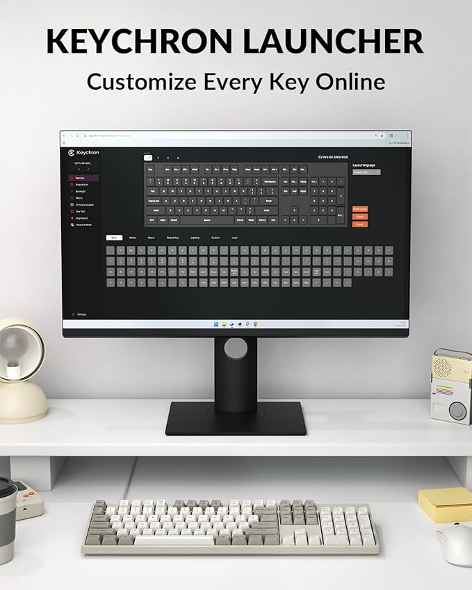 Keychron C2 Pro Wired Mechanical Keyboard with 8K Hz Polling Rate, Full Size Custom RGB Backlit Hot-Swappable, Non-Shine Through PBT Keycaps Compatible with Mac Windows Linux (Silent Banana Switch)
