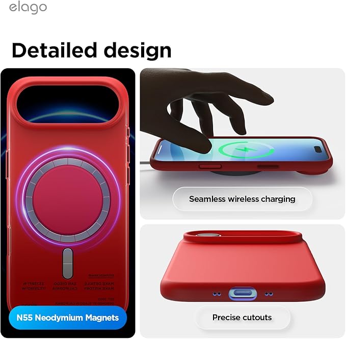 elago for iPhone Air Case, Premium Magnetic Silicone Case, Compatible with MagSafe, Liquid Silicone Material, Protective Cover, Shockproof, Slim Phone, 6.5 inch (Red)