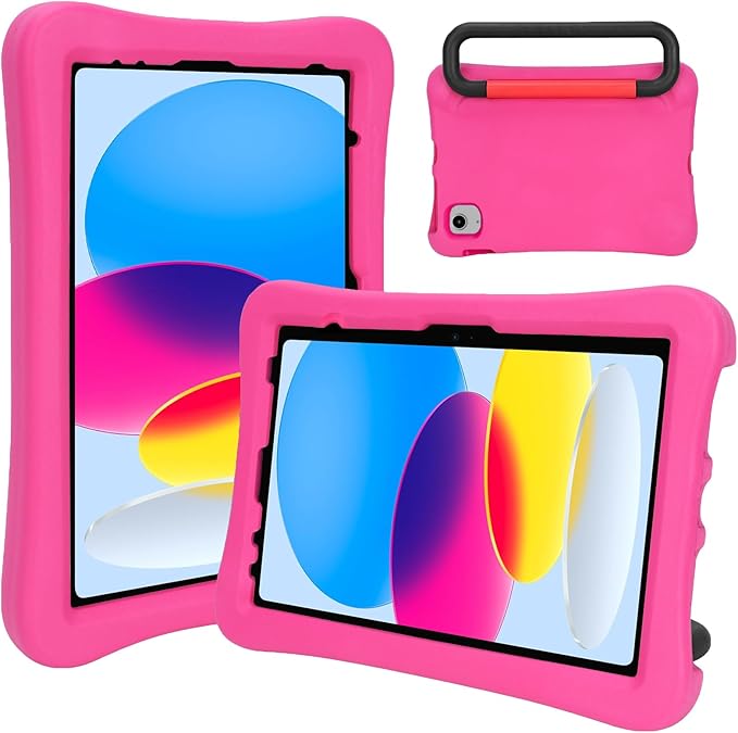 Case for iPad Air 11-inch M3 (2025) / M2 (2024), iPad Air 5th (2022) / 4th Generation (2020) 10.9 Inch, Fully-Body Rugged Heavy Duty Shockproof Case with Kickstand for Kids (Pink)