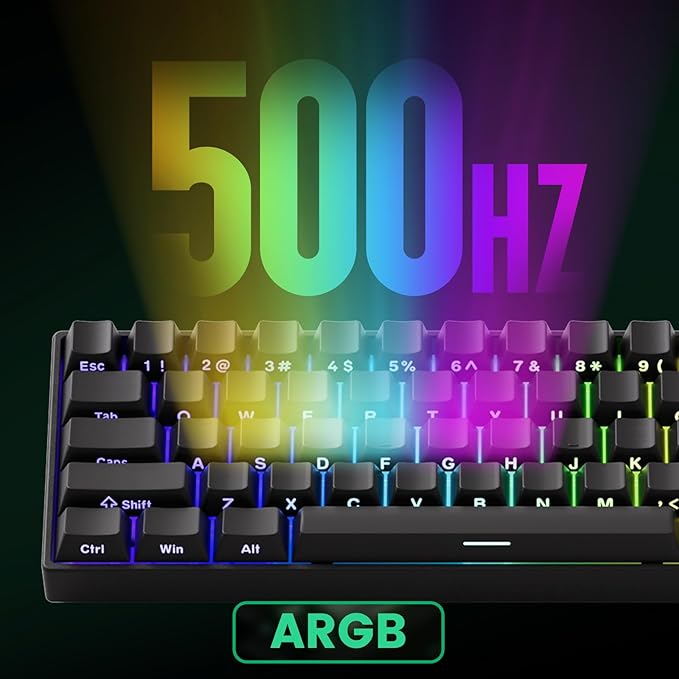 MONSGEEK FUN60 Pro Rapid Trigger Gaming Keyboard 8k SP Magnetic Switch HE Keyboard Multi-Modes Wireless 60% Black Shine-Through (Glare Magnetic Switch)