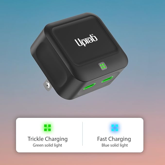 Dual USB-C Charger 40W - Compact Foldable Fast Charging Wall Adapter for iPhone 16 Pro Max, Galaxy S22 S21 Note 20, Pixel, MacBook, and iPad