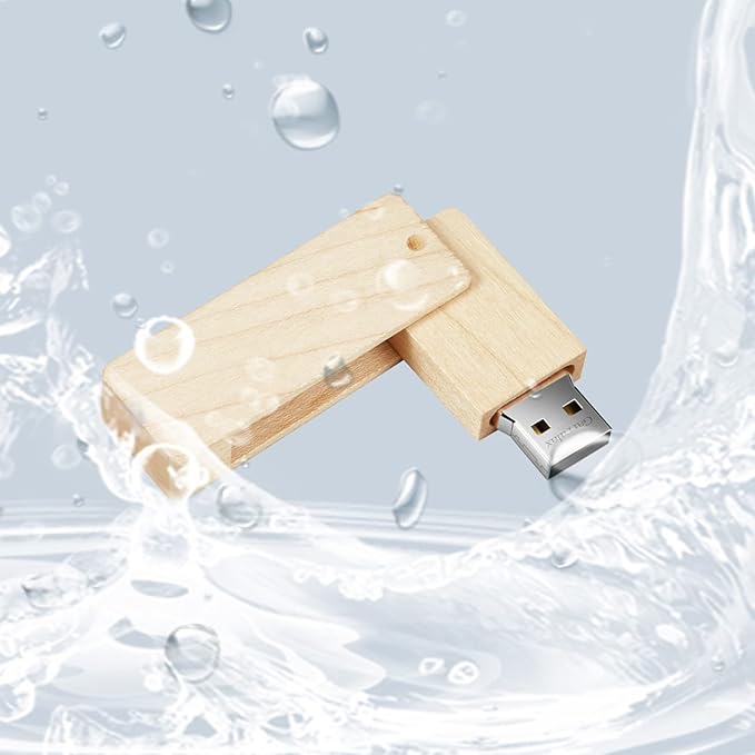 USB Flash Drive, 32GB Wooden USB2.0 High Speed USB Thumb Drives Memory Stick Pen Date Storage Stick Pendrive (Maple Rotatable)