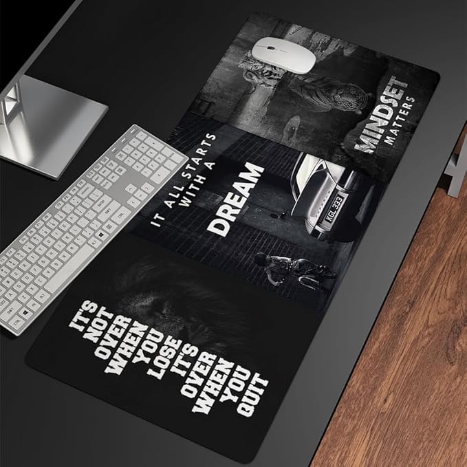 Black and White Keyboard Mat Mindset Matters Inspirational Mousepad Motivational Office Long Mouse Pad Desk Pad Mouse mat for Desktop Gamer Guy Boys Mens Office Accessories 31.5"x15.7"