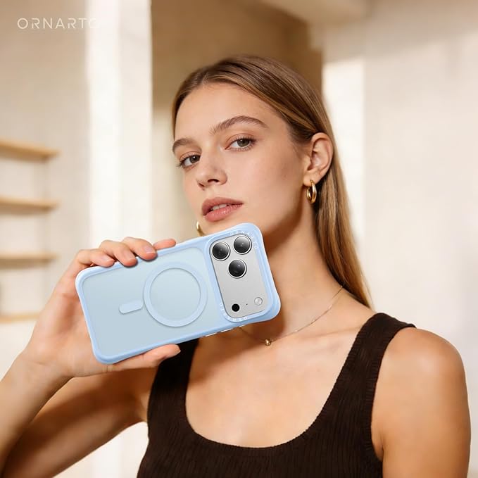ORNARTO Magnetic for iPhone 17 Pro Max Case, 20FT Military-Grade Drop Protection, Compatible with MagSafe, Slim Shockproof Translucent Matte Phone Case for iPhone 17 Pro Max 6.9", Baby Blue