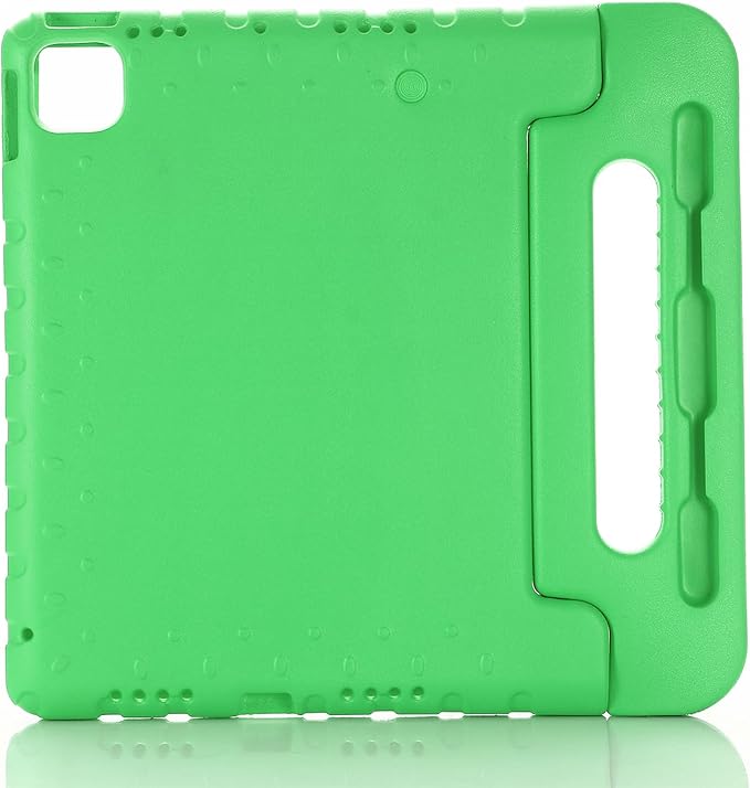Kids Case for iPad Pro 11" M5/M4 & iPad Air 11" (2026/2025/2024) Shockproof Case with Pencil Holder, Techcircle Light EVA Foam Handle Stand Bumper Protective Child Friendly Drop Proof Cover, Green