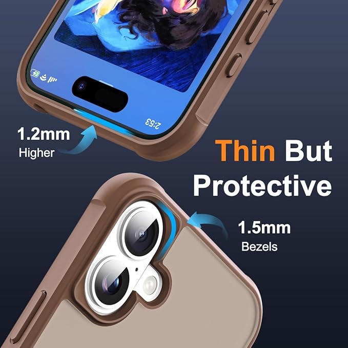 SKYLMW Compatible with iPhone 17 Case with Invisible Magnetic O-Ring Stand Military-Grade Translucent Phone Case for iPhone 17 6.3" [Compatible with Mag-Safe][Great Grip Feeling],Desert Brown