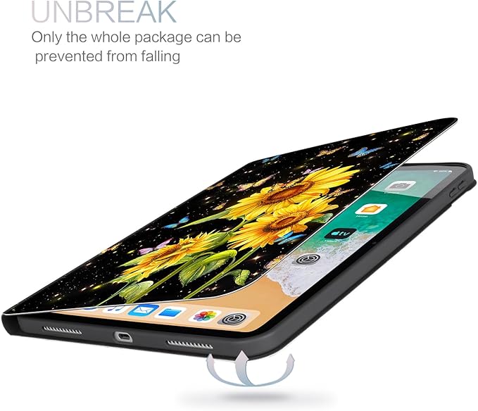for iPad (A16) 11Th/10Th Generation Case 2025/2022, Sunflower for iPad Case 11Th/10Th Generation, 10Th/11Th Gen iPadCase Cover Auto Wake/Sleep Multi-Angle Viewing Adjustable Stand, Butterfly
