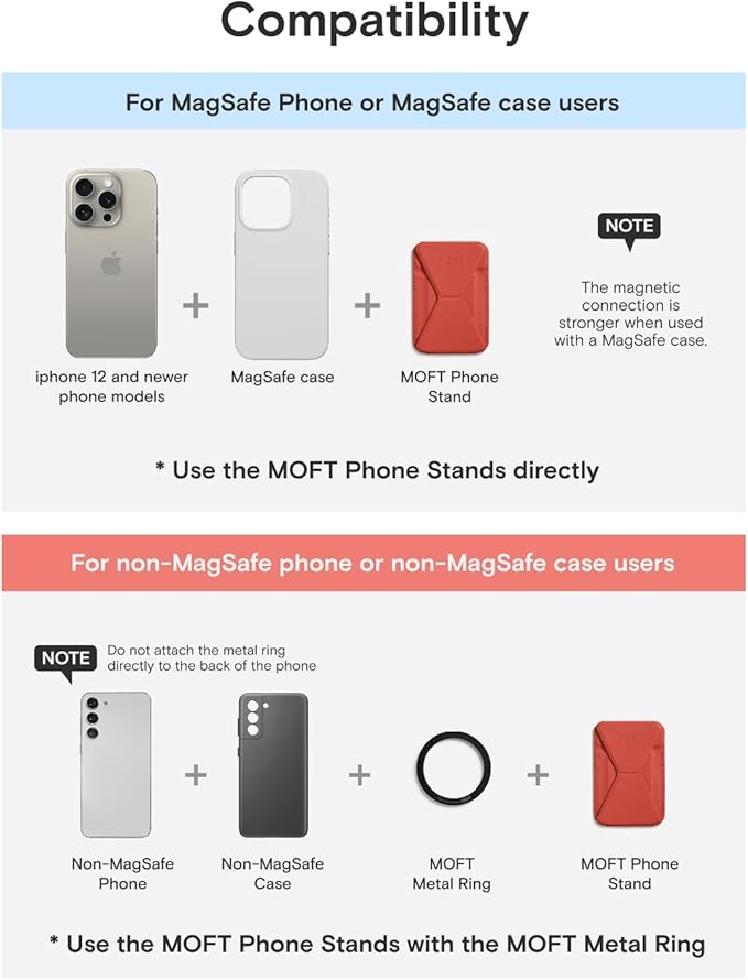 MOFT Magnetic Wallet Stand Compatible with iPhone 17/16/15/14/13/12 Series, Angle Adjustment & Magsafe Compatible MOVAS Phone Stand,Sunset