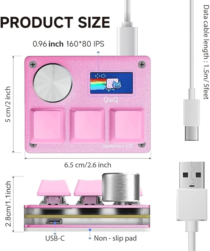 O3C Rapid Trigger Hall Effect Keyboard Suitable for OSU and Geometry Dash Rhythm Game Macro Keypad with Magnetic Linear Switches (Pink, Outemu Pink Switch)