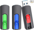 RAOYI 3 Pack 64GB USB 3.1 Flash Drive, High Speed Renewed Colorful Thumb Drive Slide Retractable USB Stick Portable Memory Stick with Lanyard Hole (Green, Red, Blue)