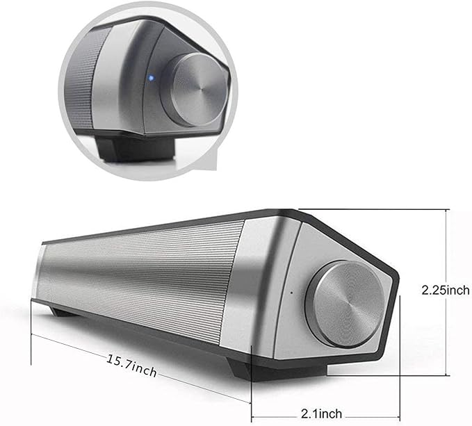 2 X 5W Mini Bluetooth Sound Bar, Wired and Wireless Home Theater Audio for Cell Phone/Tablet/Projector and Support TV with AUX/RCA Output (Remote Control Included)