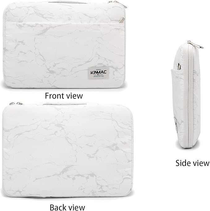 Kinmac 360° Protective Laptop Sleeve Case Bag Cover with Handle for MacBook Pro 16 inch,16 inch HP,Lenovo,Dell,ASUS,Acer Ultrabook and Business Laptop (White Marble)