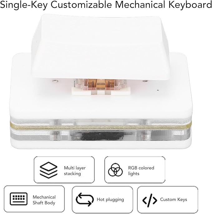 Zyyini USB Single But ton Keyboard, User Defined USB Buttons Single Keyboard, RGB Mechanical Red Switch keapd,Customize Programmable Macro Keyboard OSU Keypad One Key Control for PC