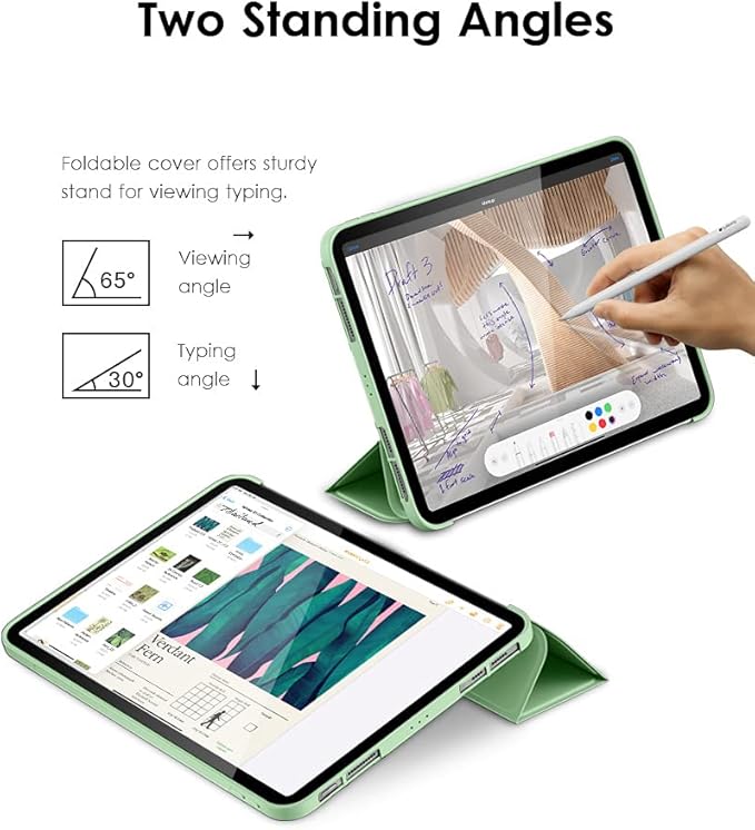 DTTO for iPad Pro 11 Inch 4th/3rd/2nd/1st Generation 2022/2021/2020/2018 Case, Also Fit iPad Air 11-Inch/5th/4th Gen, Slim Lightweight Trifold Stand Soft Back Cover，Auto Sleep/Wake,Light Green
