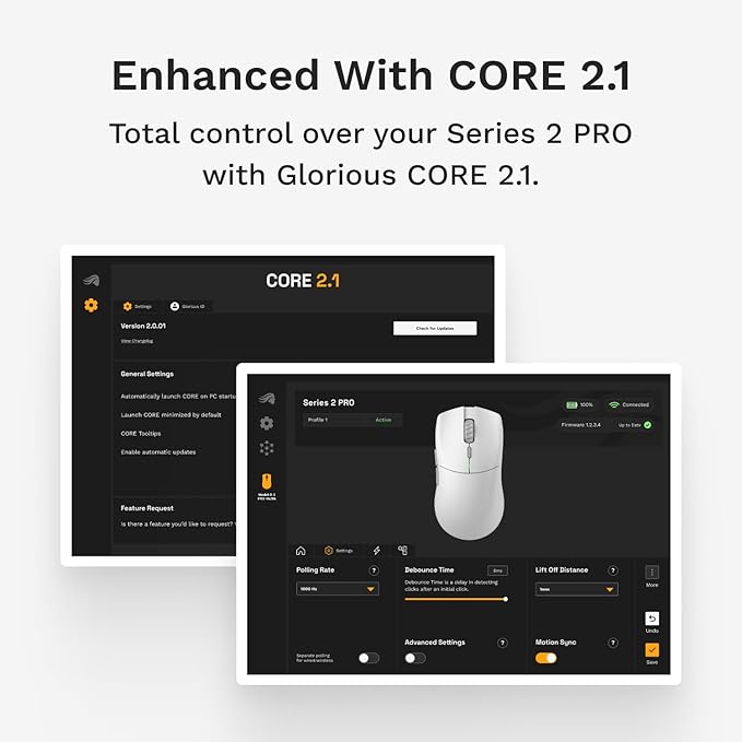 Glorious Gaming Series 2 PRO Wireless Gaming Mouse: Compact, 55g Super Light, 8K Wireless Polling, 26K Sensor, Optical Switches, Esports Mouse for PC Gaming, Fingertip, Clawgrip, & FPS Games, Black
