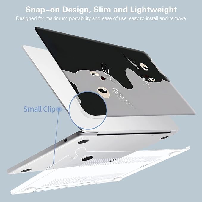 Compatible for MacBook Air 13 inch Case 2021 2020 2019 2018 M1 A2337 A2179 A1932, MacBook Air M1 Case, Cute Aesthetic Protective Plastic Hard Shell & Keyboard Cover, Two Cats