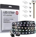 BTF-LIGHTING 2835SMD WS2811 IC RGB Chasing Color LED Strip Light 32.8FT DC24V 108LED/m 18Pixels/m 8mm Width Flexible Addressable Strip for Indoor Decor (No Adapter or Controller)