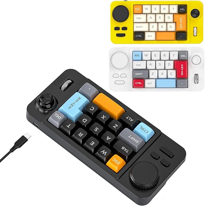 UncleS Double Scroll Wheel Mechanical Keyboard 19 Key Small Keypad Color Backlits Programmable Joystick Hot Swappable Switches Space Saving Macroed Gaming Keyboard