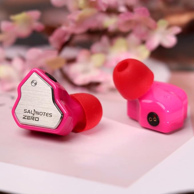Linsoul 7Hz Salnotes Zero HiFi 10mm Dynamic Driver in-Ear Earphone IEM with Metal Composite Diaphragm Stainless Steel Faceplate Detachable 2Pin OFC Cable (Rose, with Mic, 3.5mm)