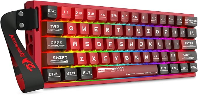 Redragon K753 HE Rapid Trigger Gaming Keyboard, 60% 61 Keys Wired Mechanical Keyboard w/Hype-Red Hollowed-Out Aluminum Base, Next-Gen UltraMag 100% POM Silky Rappid Trigger Magnetic Switch