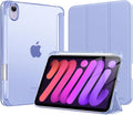 MoKo for iPad mini 7 A17 Pro Case 2024, iPad mini 6th Generation Case 8.3 Inch 2021 with Pencil Holder, Slim Light Trifold Smart Protective Cover with Hard PC Translucent Back Shell, Lavender Purple