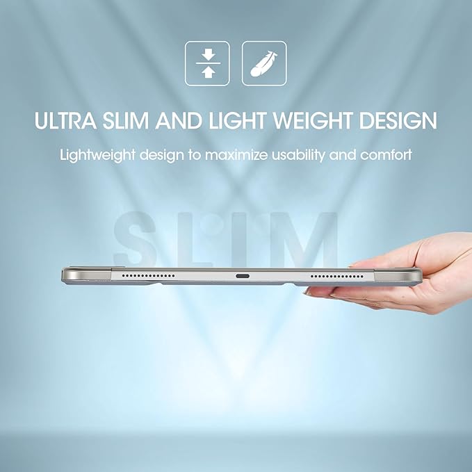 ProCase for iPad Pro 13 Inch Case M5 2025/ M4 2024, Smart Cover iPad Pro M5 M4 Case 13 Inch, Slim Stand Translucent Hard Shell Back, Supports Touch ID, Auto Wake/Sleep -Grey