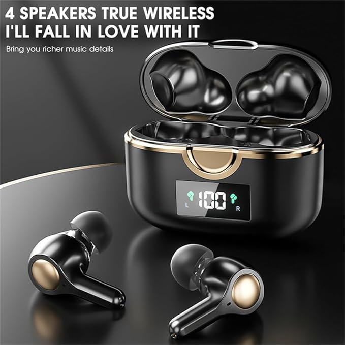 TWS True Wireless Earbuds, ANC Active Noise Cancelling Touch Control Bluetooth 5.0 Headphones with Mic, IPX5 Waterproof Deep Bass Stereo Headset in Ear for Android iOS,White