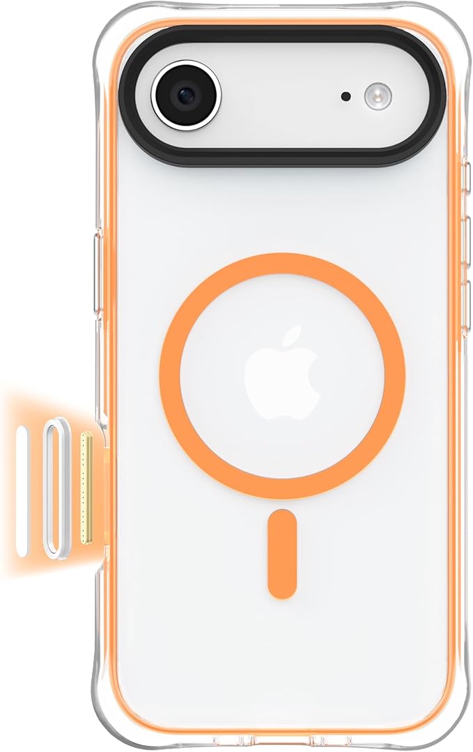 ORNARTO Air Case for iPhone Air Clear | Military-Grade Drop Protection | Camera Control Button | Compatible with MagSafe | Built-in Air Phone Cover - Orange