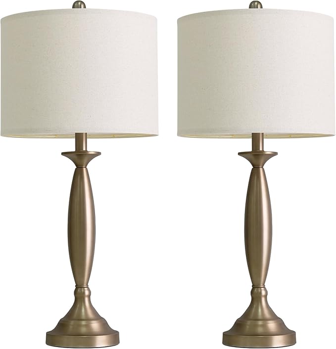 Oneach 28" Warm Gold Table Lamps Set of 2, Modern Bedside Lamps with USB Ports, Tall Nightstand Lamps for Living Room Bedroom End Table Home Office