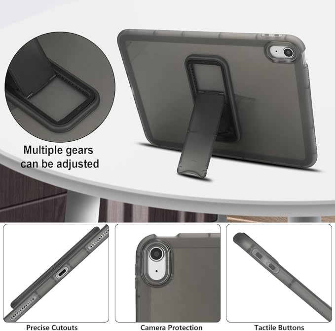 Slim Case for iPad (A16) 11th Generation 11 Inch 2025 / iPad 10th Generation 10.9 Inch 2022, Built-in Kickstand Non-Slip Shockproof Rugged Protective for iPad 11th 10th Gen, Black