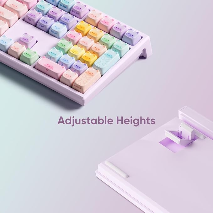 MONSGEEK AKKO MG108B Colorful Cats Mechanical Keyboard Hot-Swappable Multi-Mode Gaming Keyboard with PBT Dye-Sub Mao Profile Keycaps Pre Lubed Piano Switch