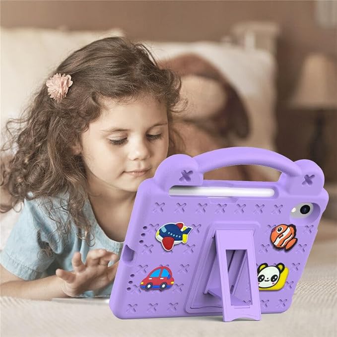 AKABEILA Compatible with Apple iPad Mini 6 2021 8.3 inch Tablet Case, Kids Friendly Universal Lightweight Shockproof Protective Case with Shoulder Strap & Stand Handle & Pen Tray Light Purple