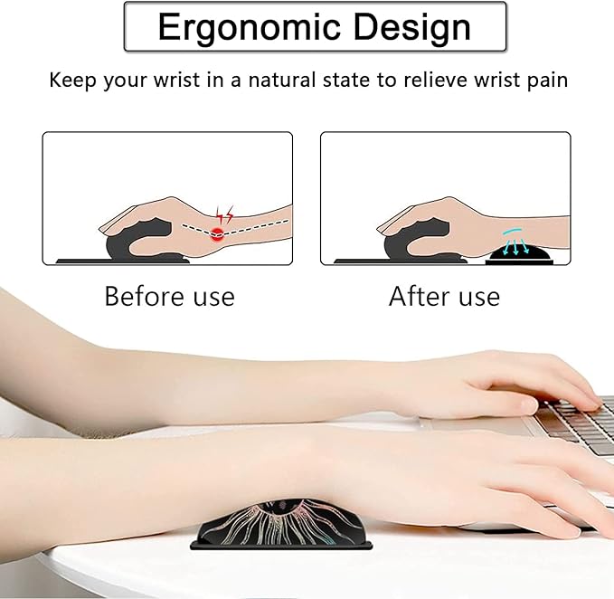 Large Gaming Mouse Pad, 31.5x11.8 in Extended Computer Mouse Mat with Non-Slip PU Base, Ergonomic Memory Foam Keyboard Wrist Rest, for Work & Gaming, Cute Sun Moon Black Office Desk Pad