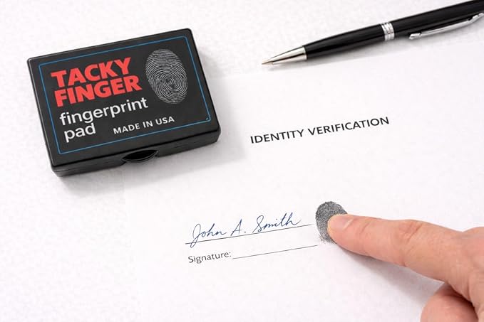 Inkless Fingerprint Pad – Black (6-Pack), Quick-Dry No-Mess Thumbprint Ink Pad for Notary Public and ID Verification, Non-Toxic & Reusable