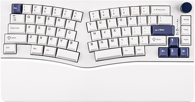 MechLands Feker Alice80 68 Keys Ergonomic Mechanical Keyboard, QMK & VIA Programmable, Wired Gaming Keyboard with Creamy Gasket, Hot Swappable, 5 Layer Paddings, NKRO, RGB for Win/Mac (White)