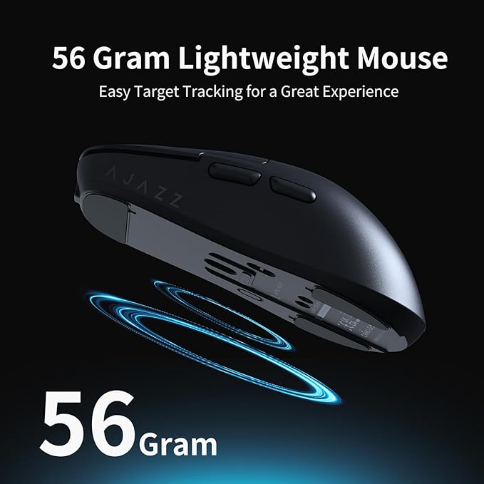 DAIDAI AJ159PRO 8Khz Bluetooth/2.4G/Wired 56G Lightweight Gaming Mouse with Magnetic Charging Dock, PAW3395 Sensor 26KDPI, Huanuo 100 Million Click, 100% ETFE Foot Pad & 8Khz Receiver