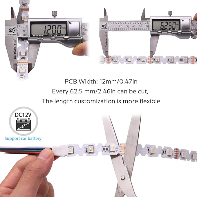12V 4in1 RGBW LED Strip Lights 360° Bending S Shape RGB+6000K Daylight 16.4ft 240LEDs Dimmable RGBW Color Changing LED Light Strips for DIY Letters Irregular Lighting (RGB+6000K)