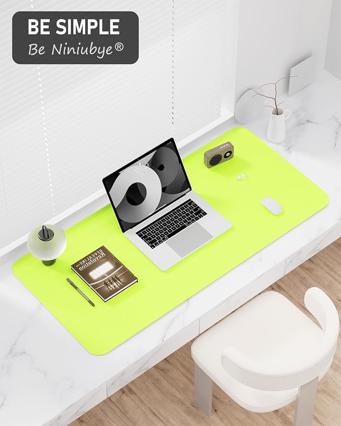 Desk Pad, 30" x 14" PU Leather Non-Slip Desk Mat Large Mouse Pad for Desktop, Waterproof Laptop Computer Writing Mat for Office, Home, Work, Gaming, Kiwi Green