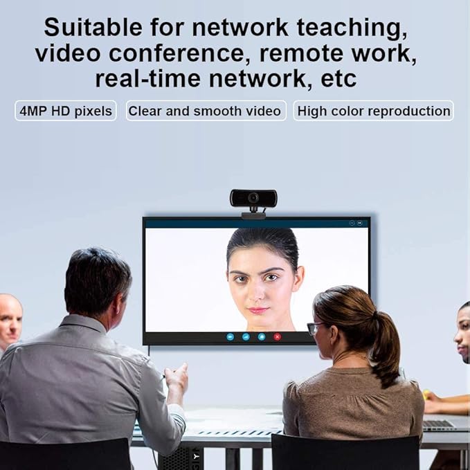 4K Webcam with Built-in Microphone, Widescreen USB Web Camera, Streaming Computer Web Camera for Live Broadcast/Video Conferencing(Black)