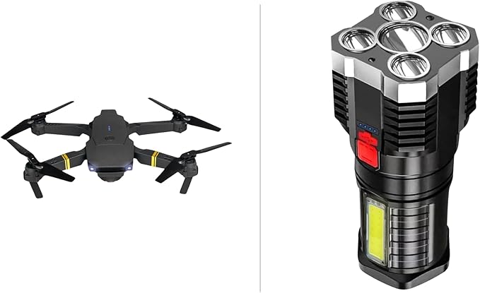 Falcon 4K Drone with Camera | Quadcopter Drones for Kids Falcon Drone for Adults, Beginner Drone and Pros and TetraBeam Rechargeable Tactical Flashlight with Advanced COB LED Tech – USB Rechargeable